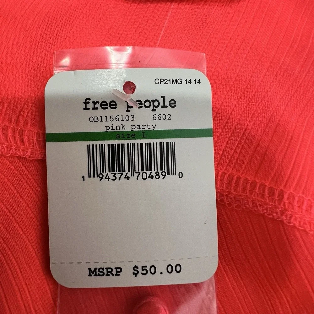 NEW! Intimately Free People Hang On Halter Neon Pink Slip‎ Dress Large Sexy $50